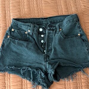 Levi's 501 Black Frayed Denim Shorts